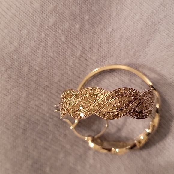 Large Diamond Hoop Earrings - Picture 5 of 6